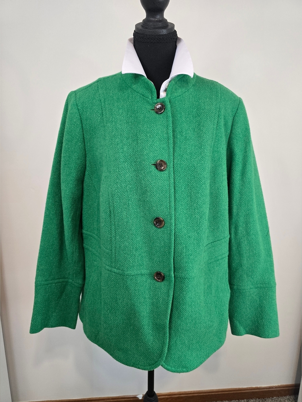 Talbots wool blend jacket green preppy old money classic fall polished - Picture 5 of 14